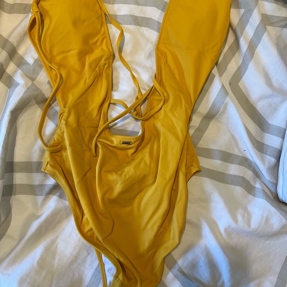VS PINK Yellow Open Back One Piece Bikini - Picture 5 of 6